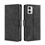 For Motorola Moto G73 5G Skin Feel Crocodile Magnetic Clasp Leather Phone Case(Black)