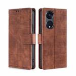 For OPPO Reno8 T 5G/A1 Pro 5G Skin Feel Crocodile Magnetic Clasp Leather Phone Case(Brown)