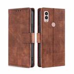 For Kyocera Android One S10 Skin Feel Crocodile Magnetic Clasp Leather Phone Case(Brown)