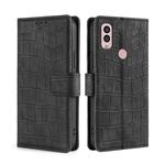 For Kyocera Android One S10 Skin Feel Crocodile Magnetic Clasp Leather Phone Case(Black)