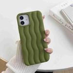 For iPhone 14 Pro Max Skin Feel 3D Water Wave Texture Phone Case(Olive Green)