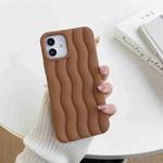 For iPhone 14 Skin Feel 3D Water Wave Texture Phone Case(Brown)