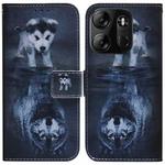 For Tecno Spark Go 2023 / Pop 7 Pro Coloured Drawing Flip Leather Phone Case(Wolf and Dog)