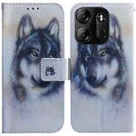 For Tecno Spark Go 2023 / Pop 7 Pro Coloured Drawing Flip Leather Phone Case(White Wolf)