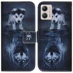 For Motorola Moto G13 / G23 / G53 Coloured Drawing Flip Leather Phone Case(Wolf and Dog)