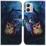 For Motorola Moto G13 / G23 / G53 Coloured Drawing Flip Leather Phone Case(Oil Painting Owl)