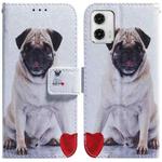 For Motorola Moto G73 Coloured Drawing Flip Leather Phone Case(Pug)