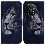 For OnePlus 11 Coloured Drawing Flip Leather Phone Case(Lion)