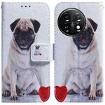 For OnePlus 11 Coloured Drawing Flip Leather Phone Case(Pug)