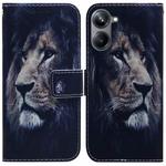 For Realme 10 Pro 5G Coloured Drawing Flip Leather Phone Case(Lion)