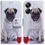 For Realme 10 Pro+ Coloured Drawing Flip Leather Phone Case(Pug)