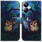 For Realme 10 Pro+ Coloured Drawing Flip Leather Phone Case(Oil Painting Owl)