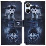 For Realme 10 4G Coloured Drawing Flip Leather Phone Case(Wolf and Dog)
