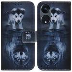 For OPPO Reno8 T 5G / A1 Pro 5G Coloured Drawing Flip Leather Phone Case(Wolf and Dog)