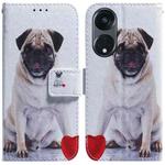 For OPPO Reno8 T 5G / A1 Pro 5G Coloured Drawing Flip Leather Phone Case(Pug)