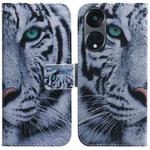For OPPO Reno8 T 5G / A1 Pro 5G Coloured Drawing Flip Leather Phone Case(Tiger)
