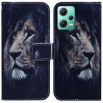 For Xiaomi Redmi Note 12 5G Coloured Drawing Flip Leather Phone Case(Lion)