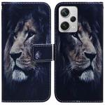 For Xiaomi Redmi Note 12 Pro+ Coloured Drawing Flip Leather Phone Case(Lion)