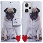 For Xiaomi Redmi Note 12 Pro+ Coloured Drawing Flip Leather Phone Case(Pug)