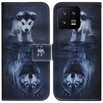 For Xiaomi 13 5G Coloured Drawing Flip Leather Phone Case(Wolf and Dog)