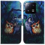 For Xiaomi 13 Pro 5G Coloured Drawing Flip Leather Phone Case(Oil Painting Owl)