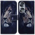 For Honor 70 Coloured Drawing Flip Leather Phone Case(Lion)