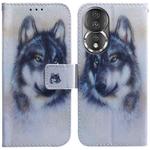 For Honor 80 Coloured Drawing Flip Leather Phone Case(White Wolf)