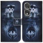 For Honor 80 Pro Coloured Drawing Flip Leather Phone Case(Wolf and Dog)