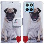 For Honor X8 5G Coloured Drawing Flip Leather Phone Case(Pug)