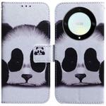 For Honor X9a Coloured Drawing Flip Leather Phone Case(Panda)