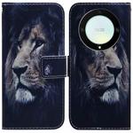 For Honor X9a Coloured Drawing Flip Leather Phone Case(Lion)