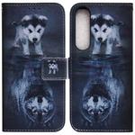 For Sony Xperia 1 IV 2023 Coloured Drawing Flip Leather Phone Case(Wolf and Dog)