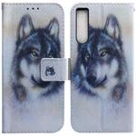 For Sony Xperia 1 IV 2023 Coloured Drawing Flip Leather Phone Case(White Wolf)