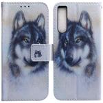 For Sony Xperia 10 IV 2023 Coloured Drawing Flip Leather Phone Case(White Wolf)