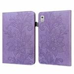 For Lenovo Tab M9 Lace Flower Embossing Pattern Leather Tablet Case(Purple)