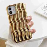 For iPhone 14 Plus Plating 3D Water Wave Texture Phone Case(Gold)