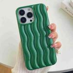 For iPhone 14 Pro Max Varnishing 3D Water Wave Texture Phone Case(Dark Green)