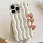 For iPhone 14 Pro Max Varnishing 3D Water Wave Texture Phone Case(White)