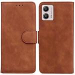For Motorola Moto G13 / G23 / G53 Skin Feel Pure Color Flip Leather Phone Case(Brown)