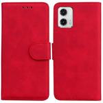 For Motorola Moto G73 Skin Feel Pure Color Flip Leather Phone Case(Red)