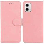 For Motorola Moto G73 Skin Feel Pure Color Flip Leather Phone Case(Pink)