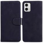 For Motorola Moto G73 Skin Feel Pure Color Flip Leather Phone Case(Black)