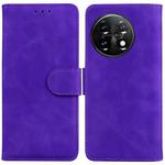 For OnePlus 11 Skin Feel Pure Color Flip Leather Phone Case(Purple)