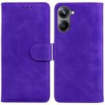 For Realme 10 Pro 5G Skin Feel Pure Color Flip Leather Phone Case(Purple)