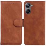 For Realme 10 Pro 5G Skin Feel Pure Color Flip Leather Phone Case(Brown)