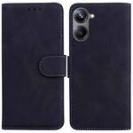 For Realme 10 Pro 5G Skin Feel Pure Color Flip Leather Phone Case(Black)