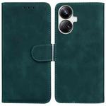 For Realme 10 Pro+ Skin Feel Pure Color Flip Leather Phone Case(Green)