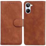For Realme 10 4G Skin Feel Pure Color Flip Leather Phone Case(Brown)