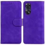 For OPPO Reno8 T 4G Skin Feel Pure Color Flip Leather Phone Case(Purple)