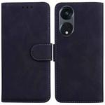 For OPPO Reno8 T 5G / A1 Pro 5G Skin Feel Pure Color Flip Leather Phone Case(Black)